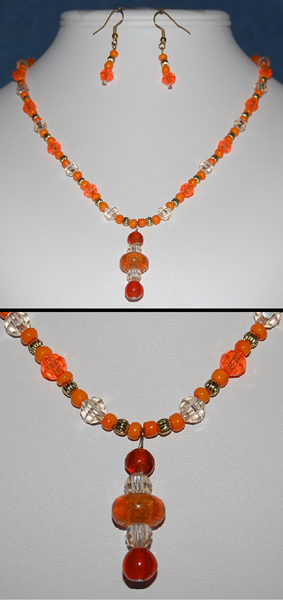 Orange Necklace and Earring Set